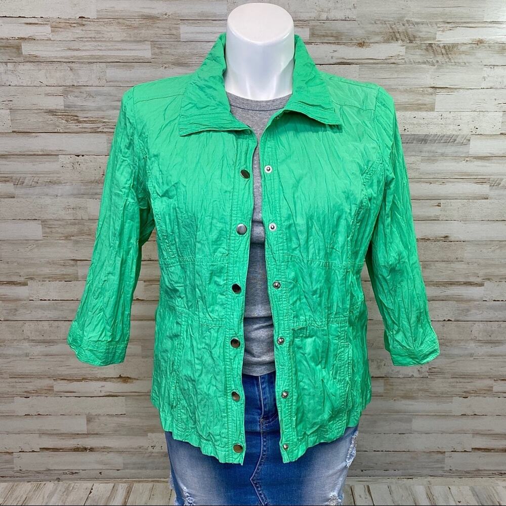 Zenergy by Chico’s Hayden Jacket Womens Size Chico's 2 or L Crinkle Green